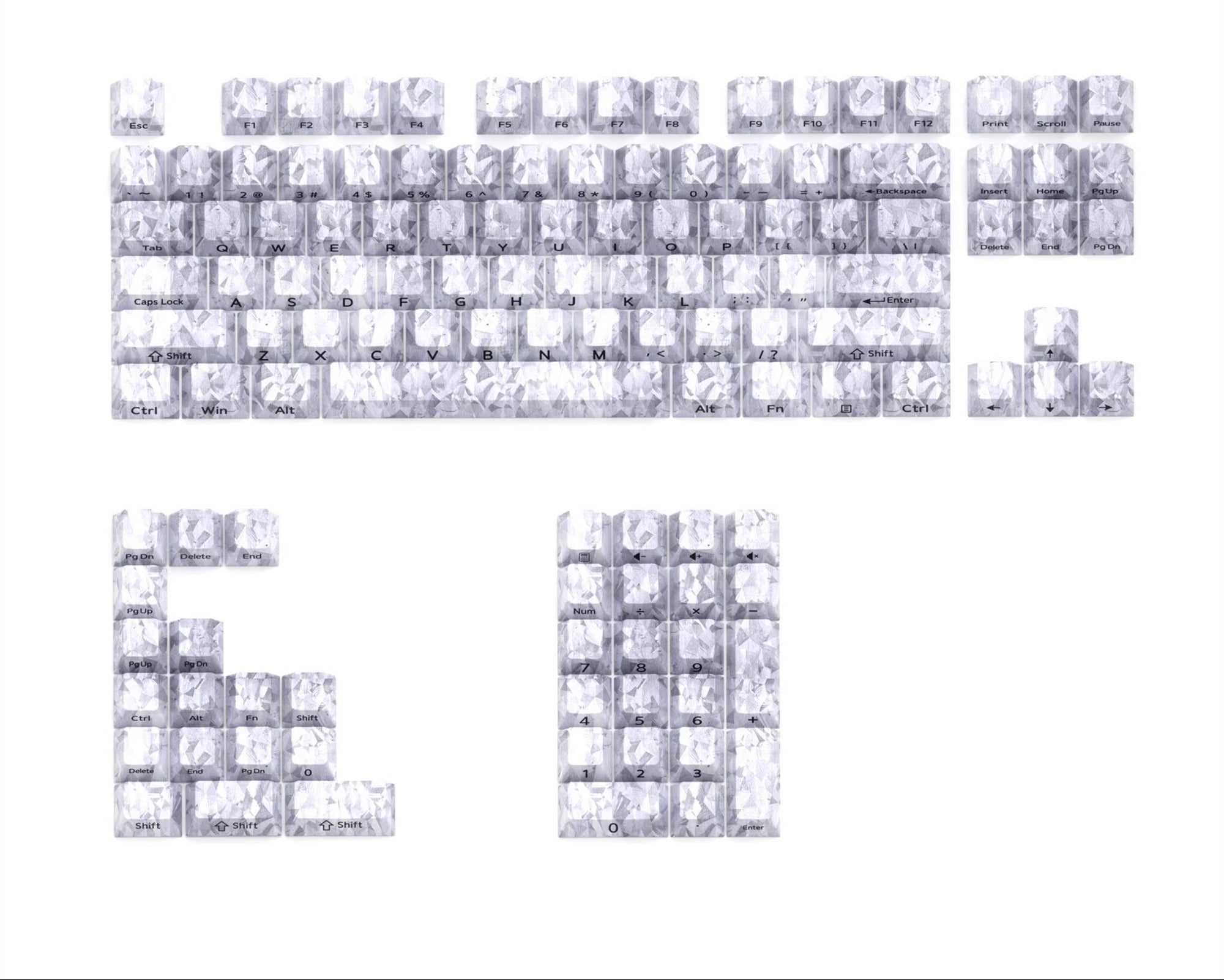 Carbon fiber patterned keycap translucent keycap set, PBT material, heat sublimation process, simple and personalized patterned keycap set, customized decorative keycap set