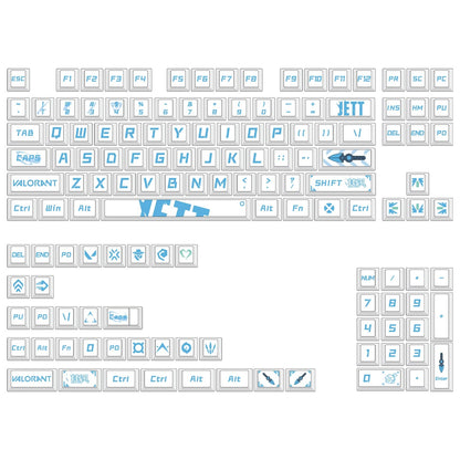 VALORANT series, Jett themed PBT material personalized keycap set, anime and games cultural creative decoration keycap set, compatible with 61/64/68/75/84/87/104 mechanical keyboard