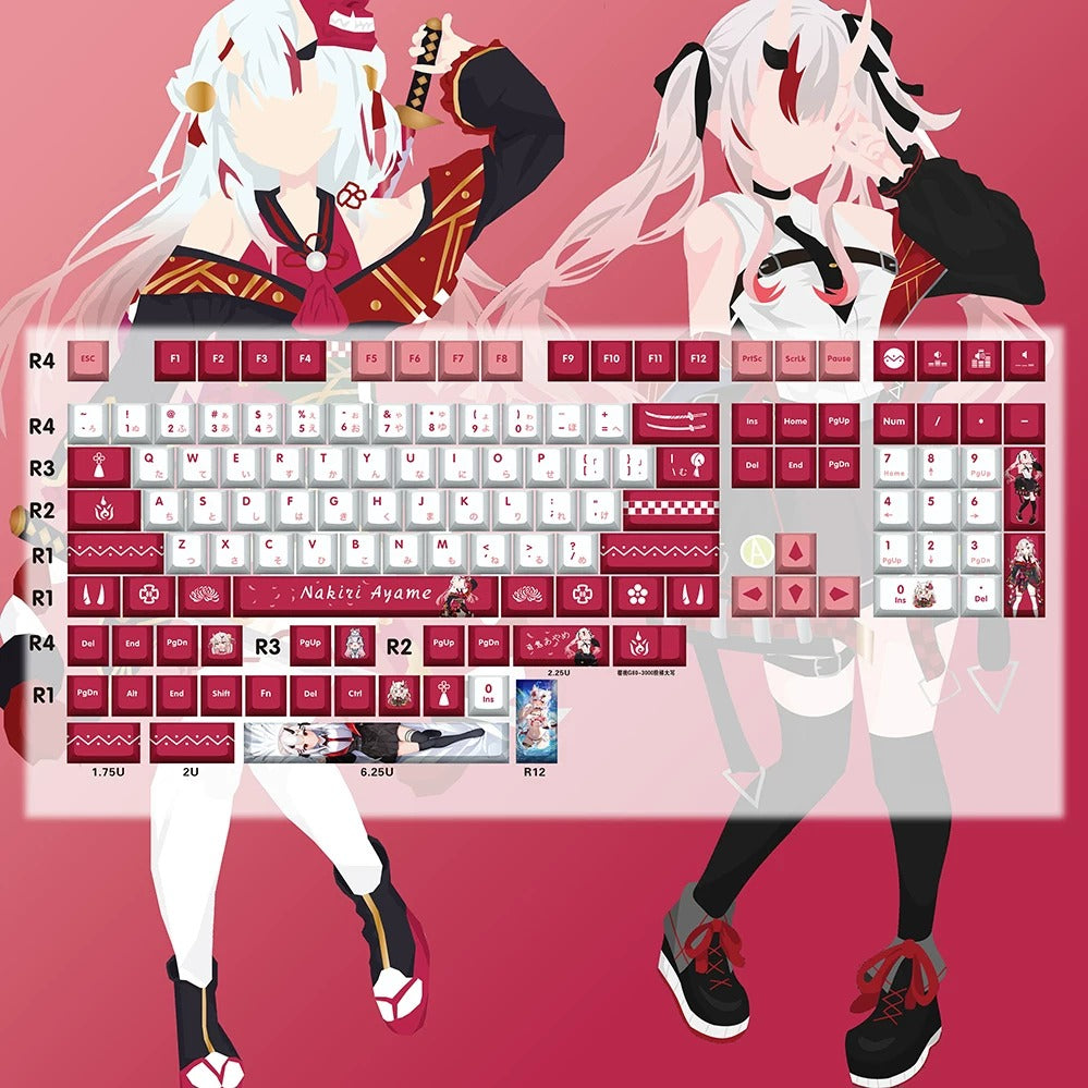 Super Beautiful Girl ACGN Two dimensional Theme Series Collection design simple keycap replacement set, custom set personalized keycap series，PBT material, Original factory height, compatible with 61/64/68/75/84/87/104 mechanical keyboard keycap set