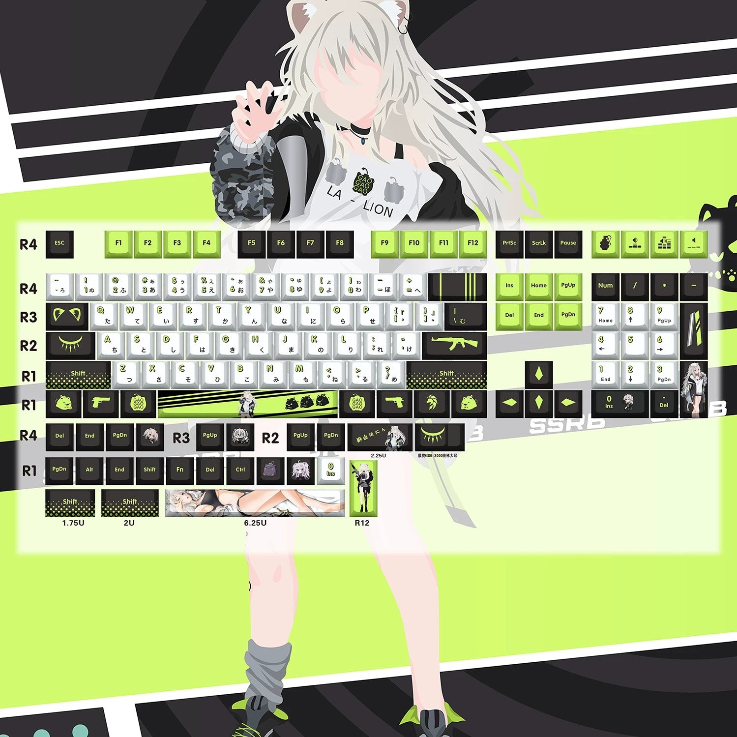 Super Beautiful Girl ACGN Two dimensional Theme Series Collection design simple keycap replacement set, custom set personalized keycap series，PBT material, Original factory height, compatible with 61/64/68/75/84/87/104 mechanical keyboard keycap set