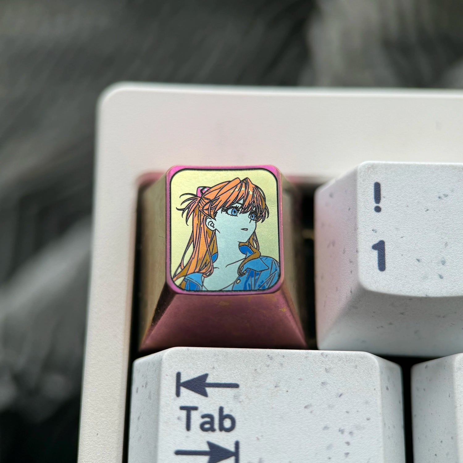 EVA， Asuka 1U Titanium Alloy Collection, Ice Crystal Base, Height Optional, Anime Game Creative Titanium Alloy Personalized Keycaps, Mechanical Keyboard Decorative Keycaps
