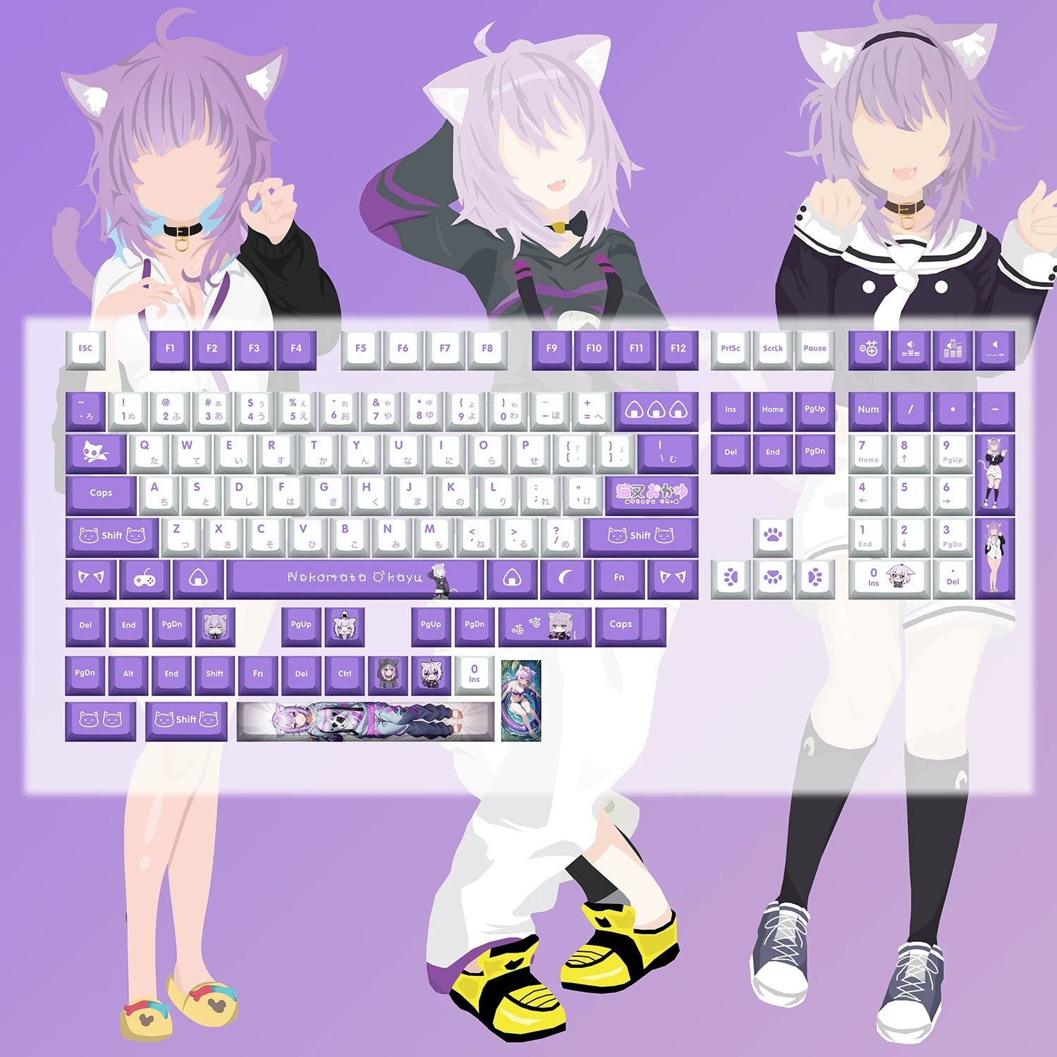 Super Beautiful Girl ACGN Two dimensional Theme Series Collection design simple keycap replacement set, custom set personalized keycap series，PBT material, Original factory height, compatible with 61/64/68/75/84/87/104 mechanical keyboard keycap set