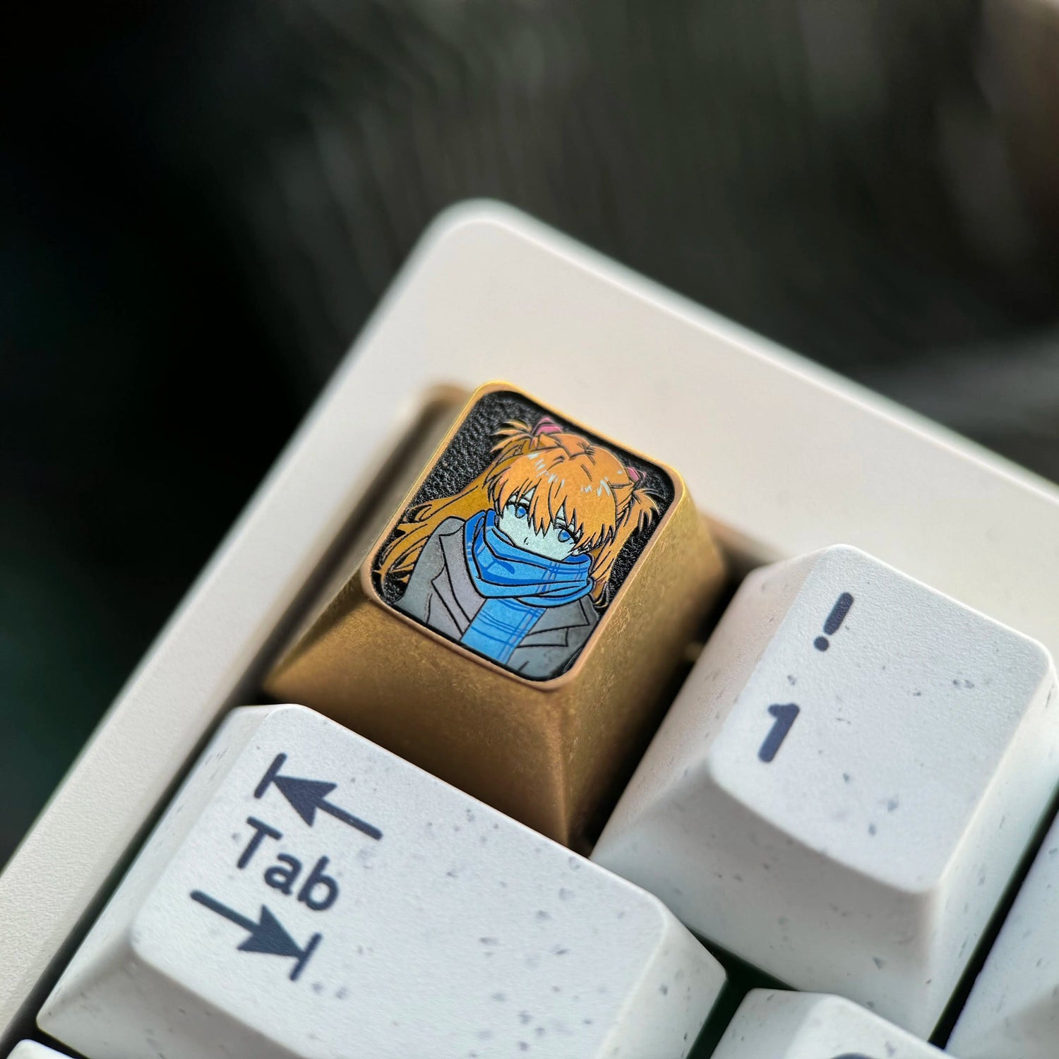 EVA， Asuka 1U Titanium Alloy Collection, Ice Crystal Base, Height Optional, Anime Game Creative Titanium Alloy Personalized Keycaps, Mechanical Keyboard Decorative Keycaps