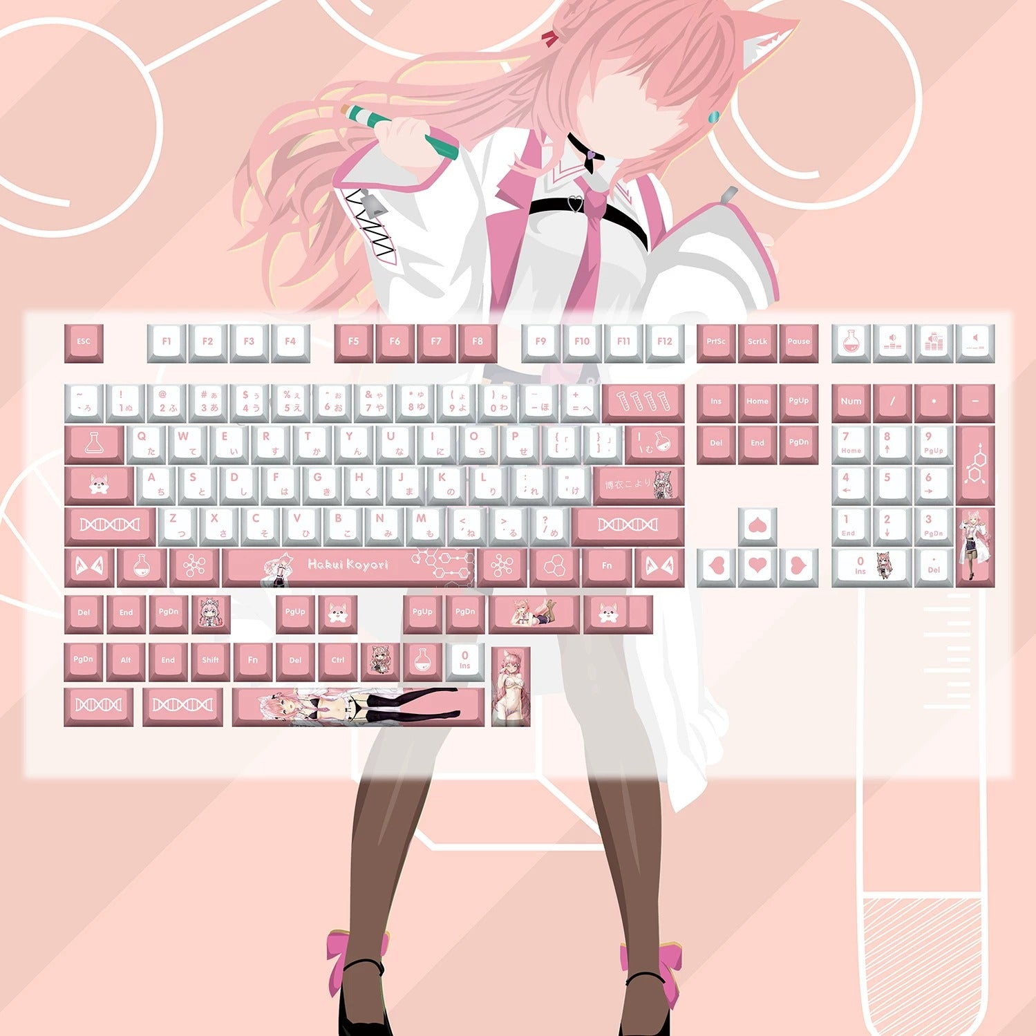 Super Beautiful Girl ACGN Two dimensional Theme Series Collection design simple keycap replacement set, custom set personalized keycap series，PBT material, Original factory height, compatible with 61/64/68/75/84/87/104 mechanical keyboard keycap set