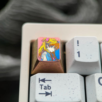 EVA， Asuka 1U Titanium Alloy Collection, Ice Crystal Base, Height Optional, Anime Game Creative Titanium Alloy Personalized Keycaps, Mechanical Keyboard Decorative Keycaps