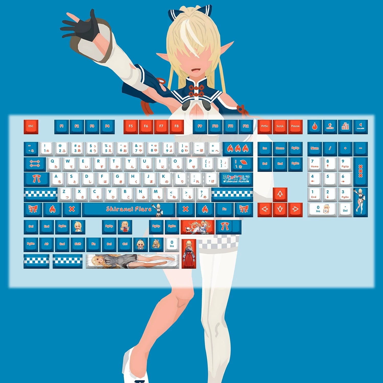 Super Beautiful Girl ACGN Two dimensional Theme Series Collection design simple keycap replacement set, custom set personalized keycap series，PBT material, Original factory height, compatible with 61/64/68/75/84/87/104 mechanical keyboard keycap set