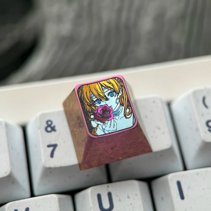 EVA， Asuka 1U Titanium Alloy Collection, Ice Crystal Base, Height Optional, Anime Game Creative Titanium Alloy Personalized Keycaps, Mechanical Keyboard Decorative Keycaps