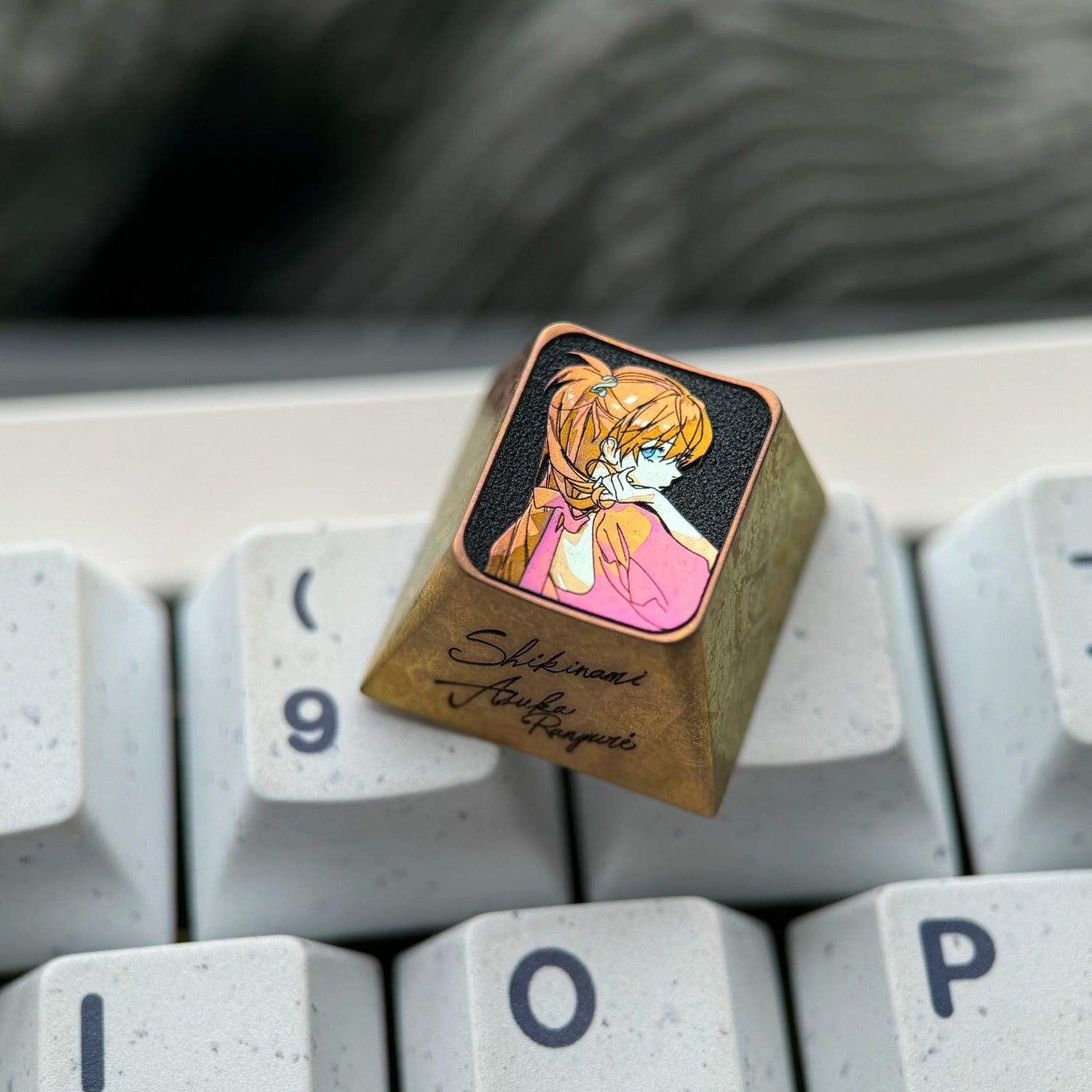 EVA， Asuka 1U Titanium Alloy Collection, Ice Crystal Base, Height Optional, Anime Game Creative Titanium Alloy Personalized Keycaps, Mechanical Keyboard Decorative Keycaps