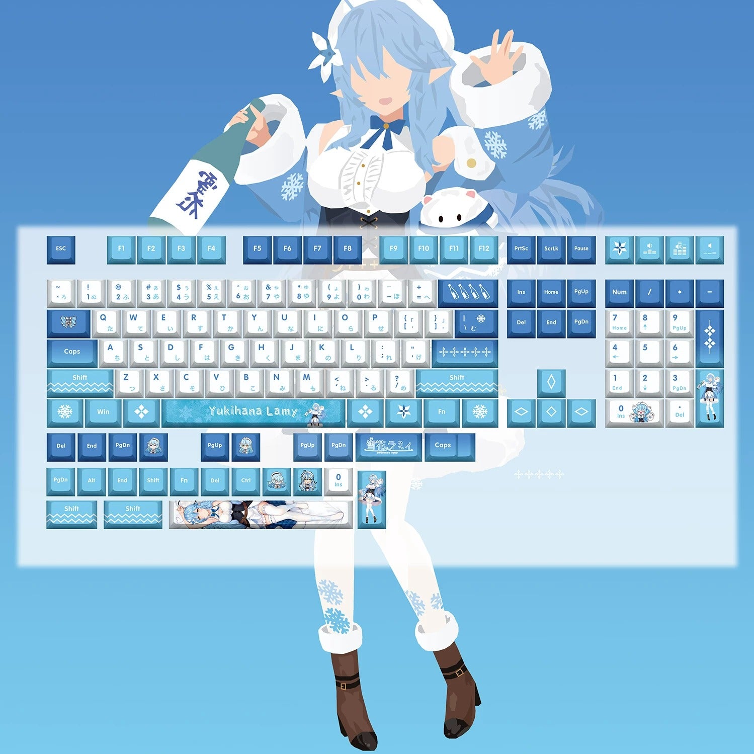 Super Beautiful Girl ACGN Two dimensional Theme Series Collection design simple keycap replacement set, custom set personalized keycap series，PBT material, Original factory height, compatible with 61/64/68/75/84/87/104 mechanical keyboard keycap set