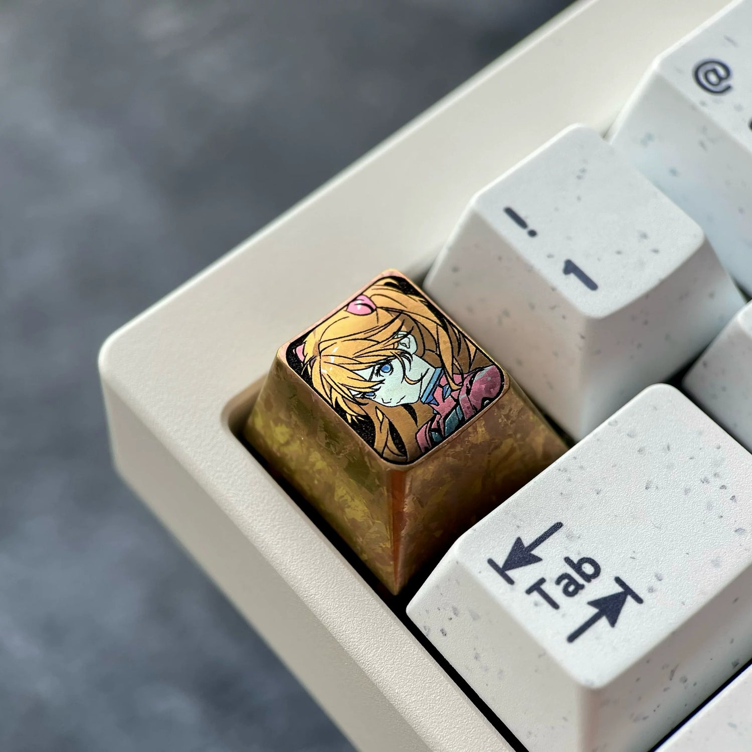 EVA， Asuka 1U Titanium Alloy Collection, Ice Crystal Base, Height Optional, Anime Game Creative Titanium Alloy Personalized Keycaps, Mechanical Keyboard Decorative Keycaps