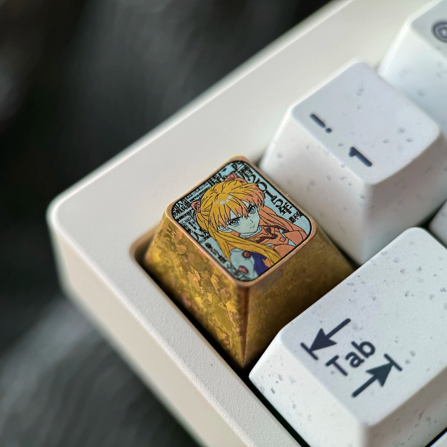 EVA， Asuka 1U Titanium Alloy Collection, Ice Crystal Base, Height Optional, Anime Game Creative Titanium Alloy Personalized Keycaps, Mechanical Keyboard Decorative Keycaps