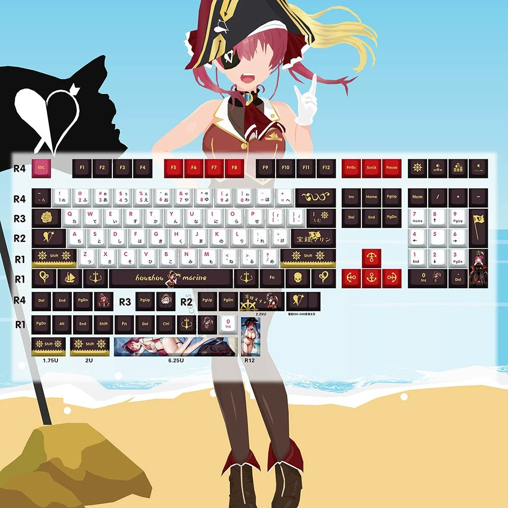 Super Beautiful Girl ACGN Two dimensional Theme Series Collection design simple keycap replacement set, custom set personalized keycap series，PBT material, Original factory height, compatible with 61/64/68/75/84/87/104 mechanical keyboard keycap set