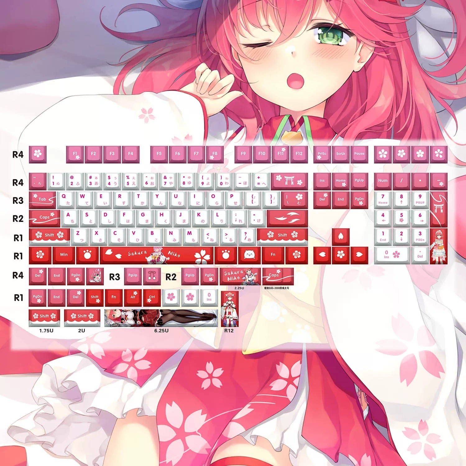 Super Beautiful Girl ACGN Two dimensional Theme Series Collection design simple keycap replacement set, custom set personalized keycap series，PBT material, Original factory height, compatible with 61/64/68/75/84/87/104 mechanical keyboard keycap set
