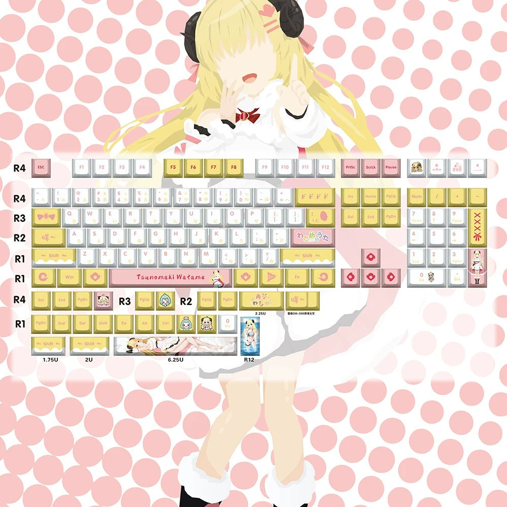 Super Beautiful Girl ACGN Two dimensional Theme Series Collection design simple keycap replacement set, custom set personalized keycap series，PBT material, Original factory height, compatible with 61/64/68/75/84/87/104 mechanical keyboard keycap set