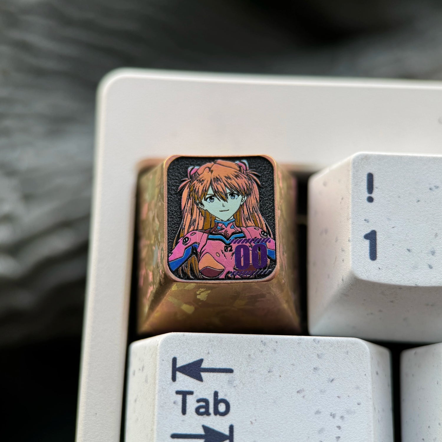 EVA， Asuka 1U Titanium Alloy Collection, Ice Crystal Base, Height Optional, Anime Game Creative Titanium Alloy Personalized Keycaps, Mechanical Keyboard Decorative Keycaps