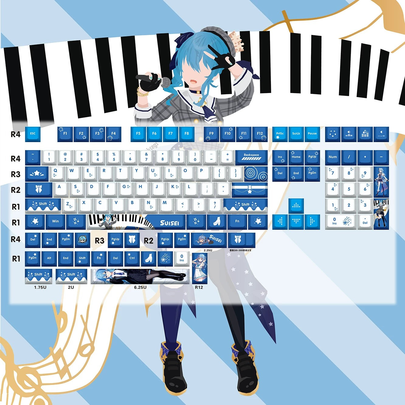 Super Beautiful Girl ACGN Two dimensional Theme Series Collection design simple keycap replacement set, custom set personalized keycap series，PBT material, Original factory height, compatible with 61/64/68/75/84/87/104 mechanical keyboard keycap set