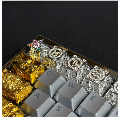 Pure silver hollow 12 Constellation  Personalized Keycaps, Mechanical Keyboard Decorative Keycaps, Constellation Divination Cultural Creative Products.