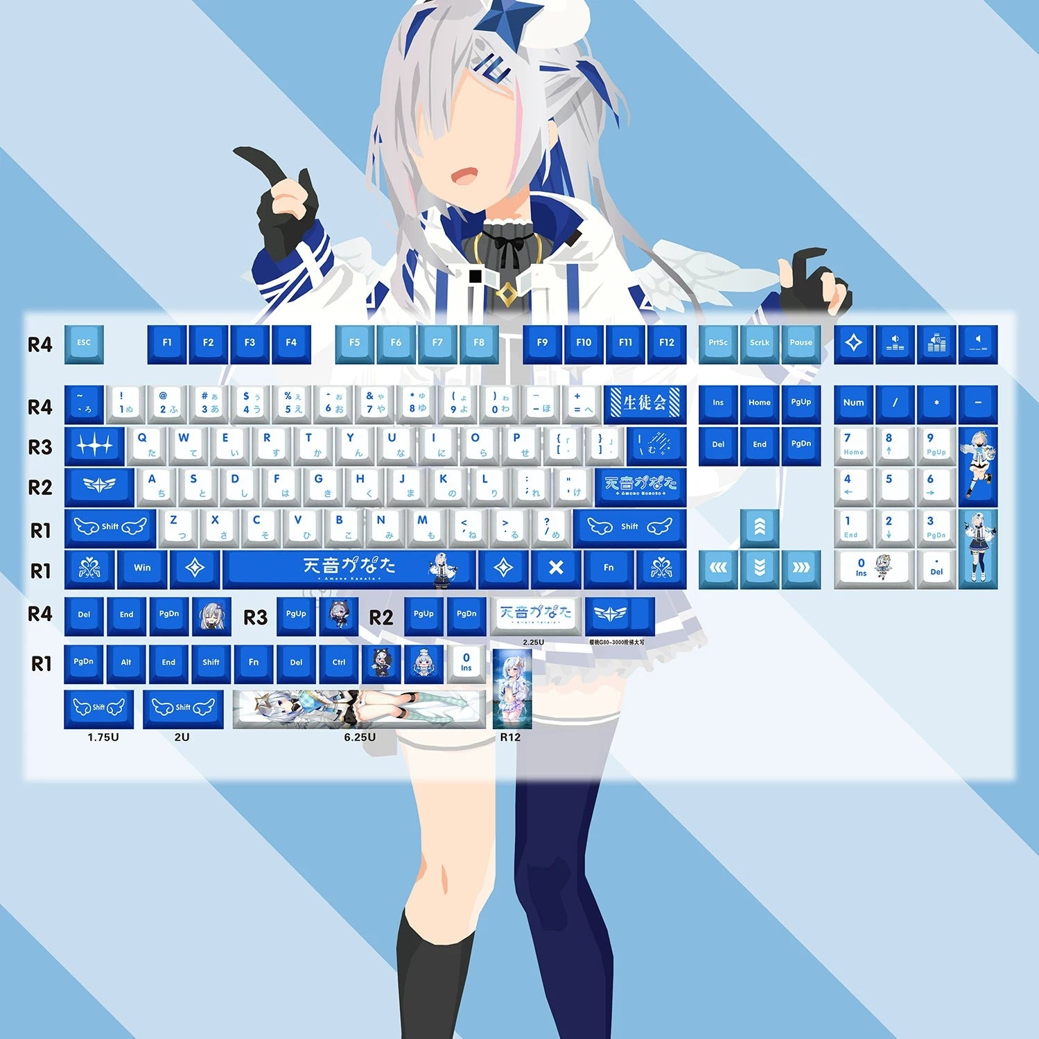Super Beautiful Girl ACGN Two dimensional Theme Series Collection design simple keycap replacement set, custom set personalized keycap series，PBT material, Original factory height, compatible with 61/64/68/75/84/87/104 mechanical keyboard keycap set
