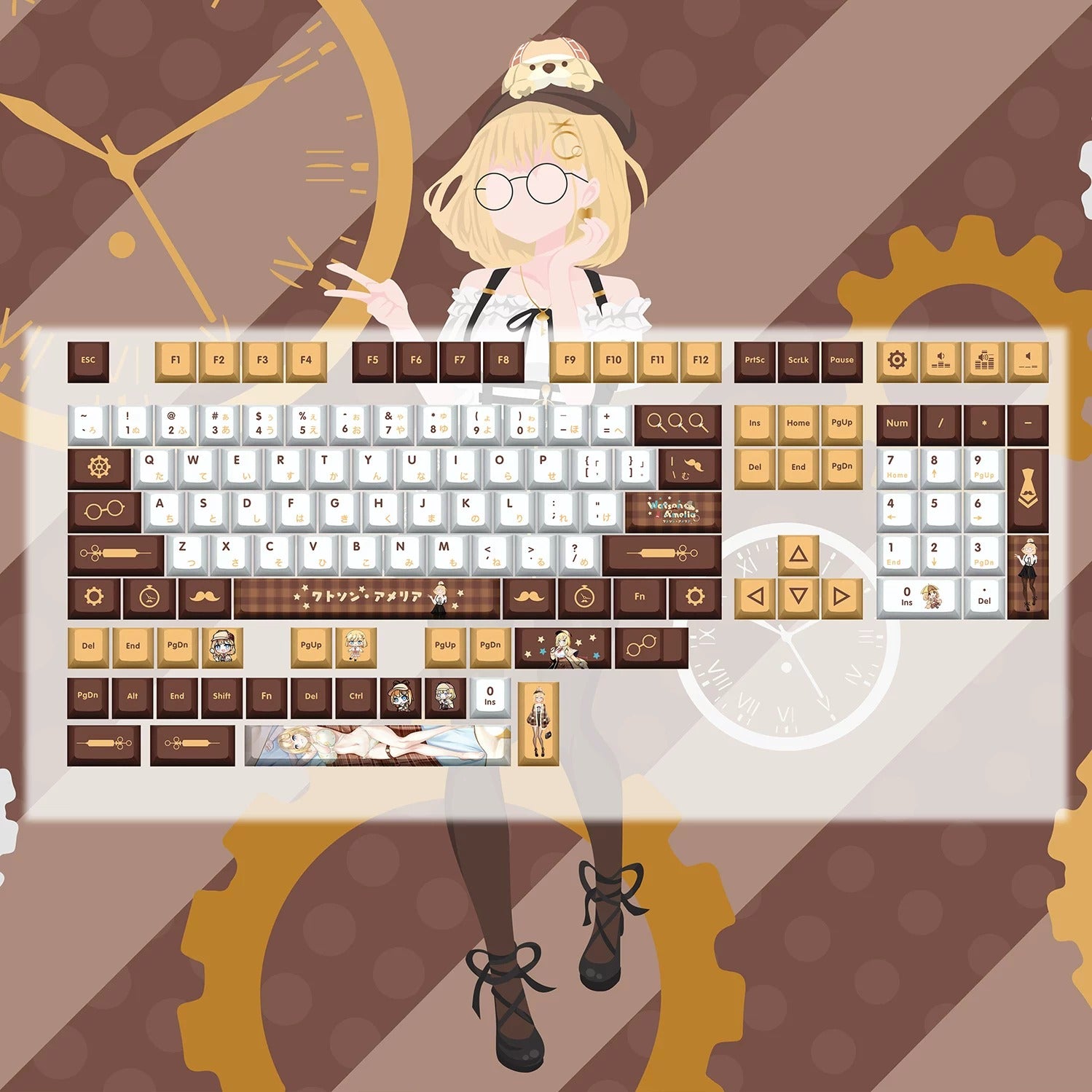 Super Beautiful Girl ACGN Two dimensional Theme Series Collection design simple keycap replacement set, custom set personalized keycap series，PBT material, Original factory height, compatible with 61/64/68/75/84/87/104 mechanical keyboard keycap set