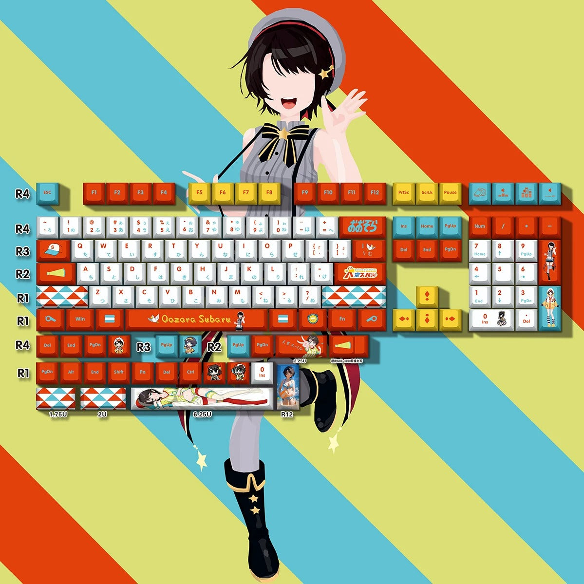 Super Beautiful Girl ACGN Two dimensional Theme Series Collection design simple keycap replacement set, custom set personalized keycap series，PBT material, Original factory height, compatible with 61/64/68/75/84/87/104 mechanical keyboard keycap set