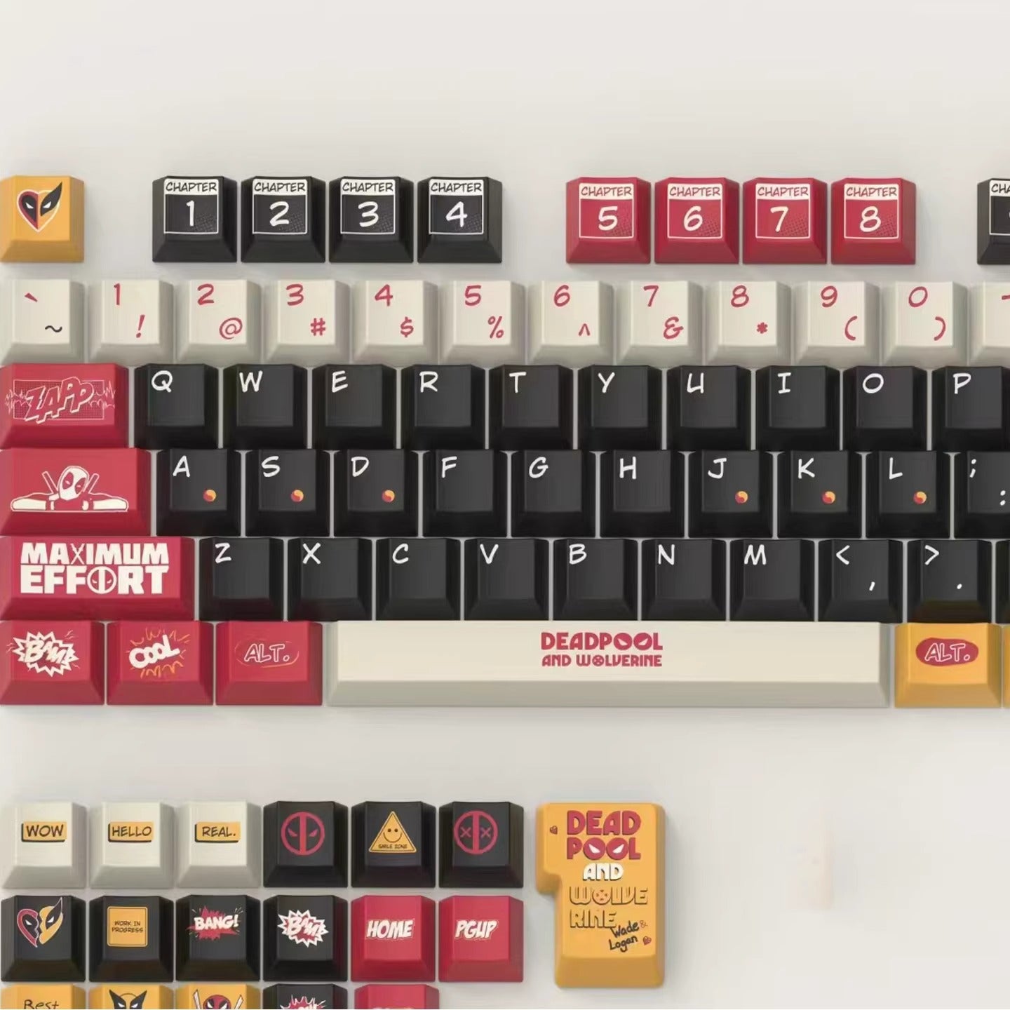 Deadpool&amp;Wolverine theme, 155 keys - Original factory height PBT full five sided thermal sublimation mechanical keyboard decoration keycap set
