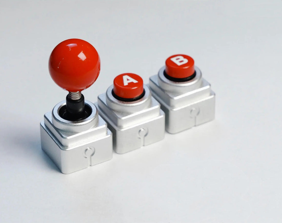 Arcade game shaped keycap set, lucky joystick+double happiness button, personalized metal keycaps, mechanical keyboard game cultural and creative peripheral, decorative keycaps