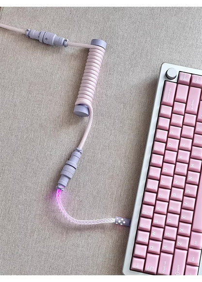 Three segment illuminated aviation plug cable customized keyboard cable 8k customized keyboard data cable