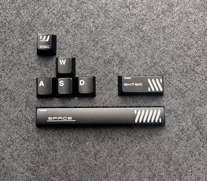 Aluminum alloy hollow design, anodized corrosion-resistant, WASD/directional keys, mechanical keyboard metal replacement set, keyboard decorative keycaps