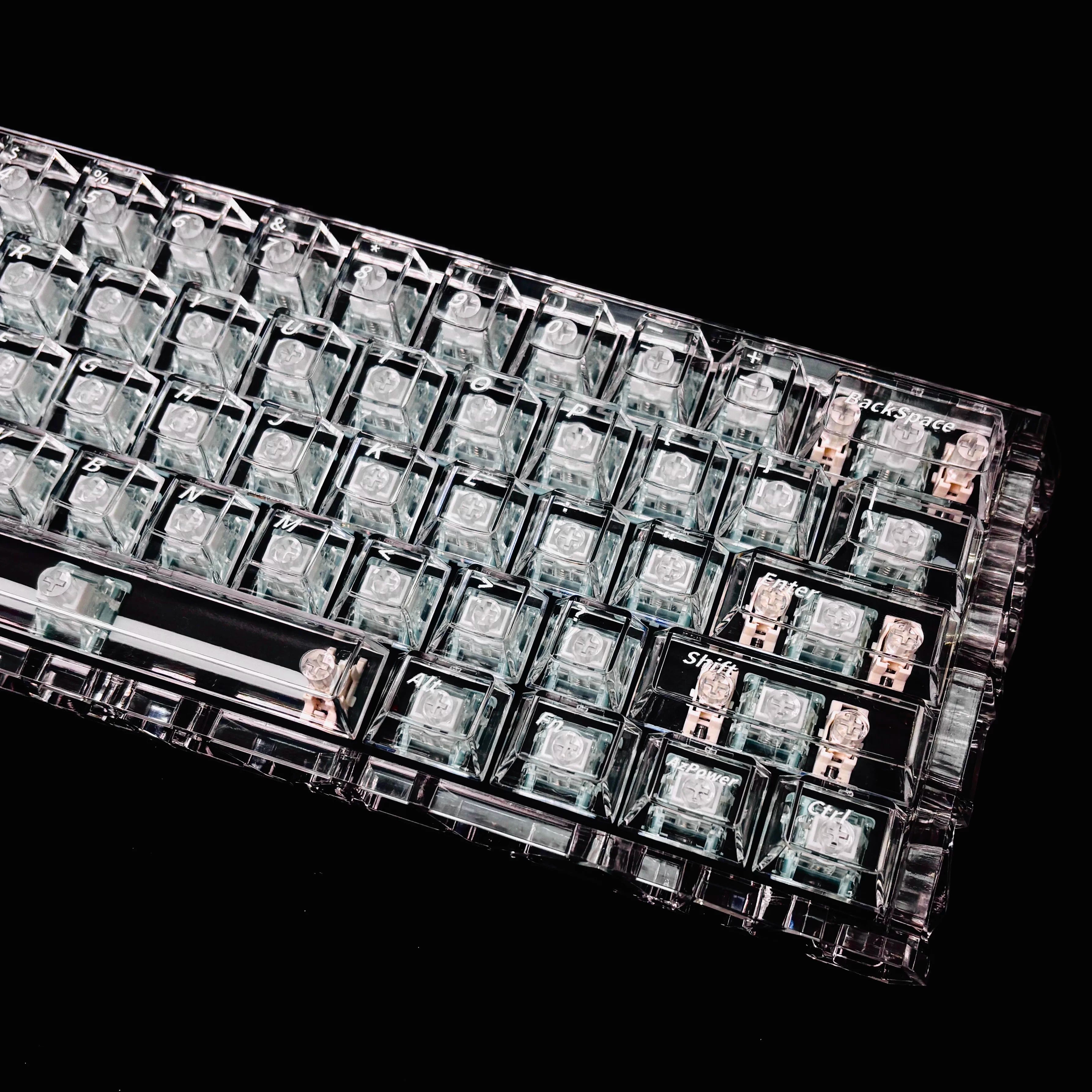 Crystal clear ice effect set with personalized keycaps, natural elements, simple and fashionable mechanical keyboard decoration keycap set
