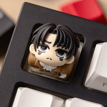 Attack on Titan cartoon main character design cute cartoon style resin molded personalized keycaps, mechanical keyboard resin decorative keycaps