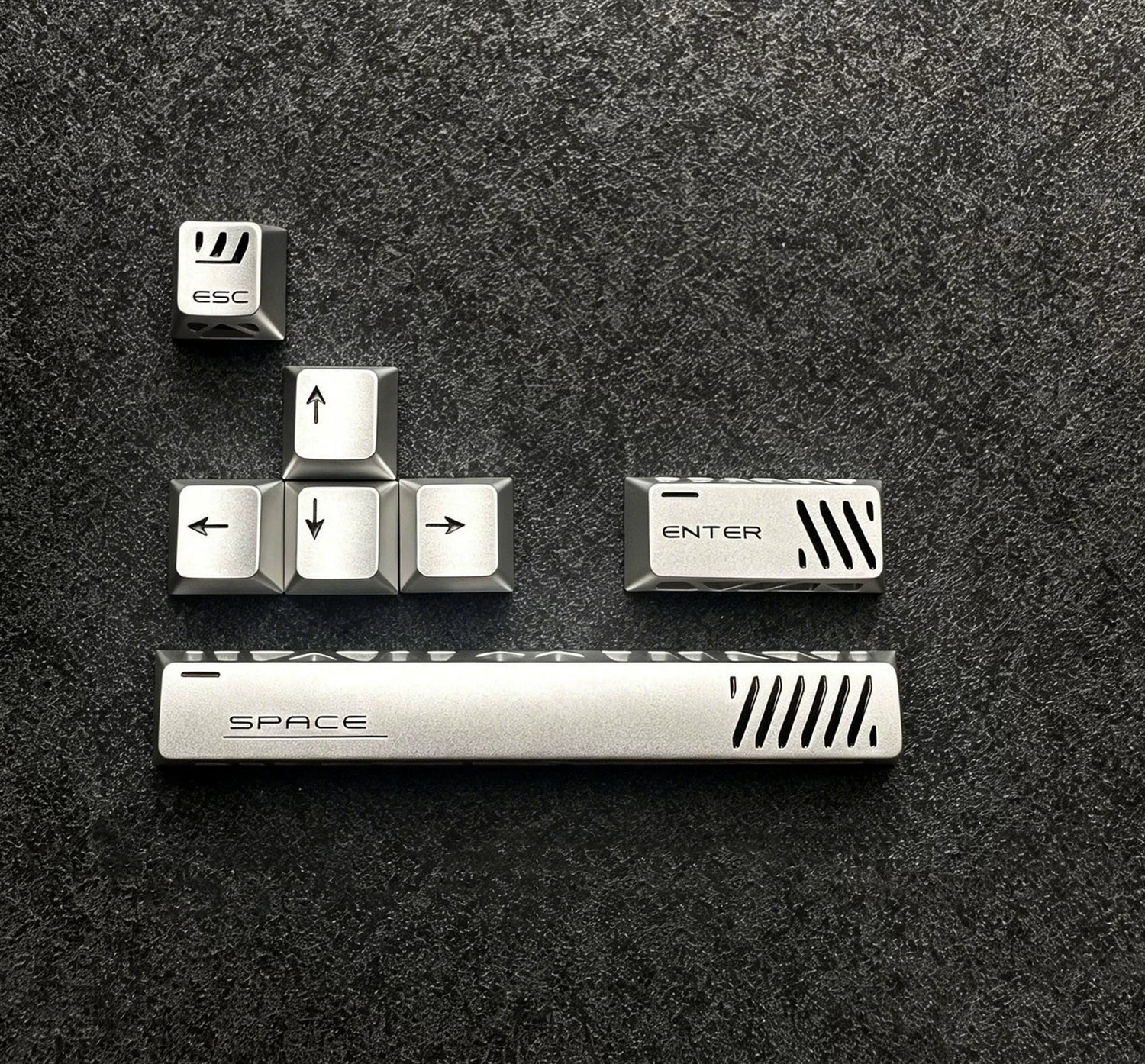 Aluminum alloy hollow design, anodized corrosion-resistant, WASD/directional keys, mechanical keyboard metal replacement set, keyboard decorative keycaps
