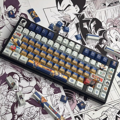 Dragon Ball series, Son Goku/Vegeta IV/Frieza, PBT material personalized keycap set, anime and game cultural and creative decorative keycap set, compatible with 61/64/68/75/84/87/104 mechanical keyboards