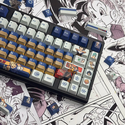 Dragon Ball series, Son Goku/Vegeta IV/Frieza, PBT material personalized keycap set, anime and game cultural and creative decorative keycap set, compatible with 61/64/68/75/84/87/104 mechanical keyboards