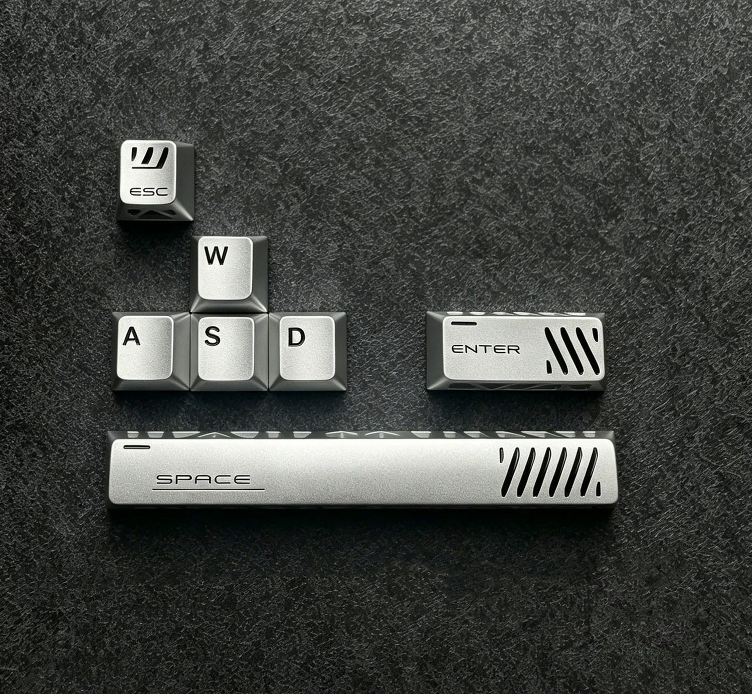 Aluminum alloy hollow design, anodized corrosion-resistant, WASD/directional keys, mechanical keyboard metal replacement set, keyboard decorative keycaps