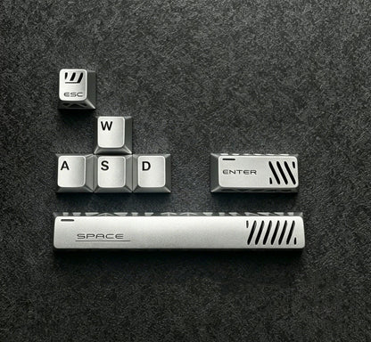 Aluminum alloy hollow design, anodized corrosion-resistant, WASD/directional keys, mechanical keyboard metal replacement set, keyboard decorative keycaps