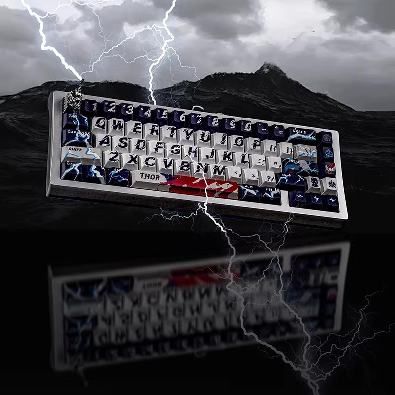 The God of Thunder themed personalized keycap set, PBT material Nordic mythology series, mechanical keyboard decorative keycap set
