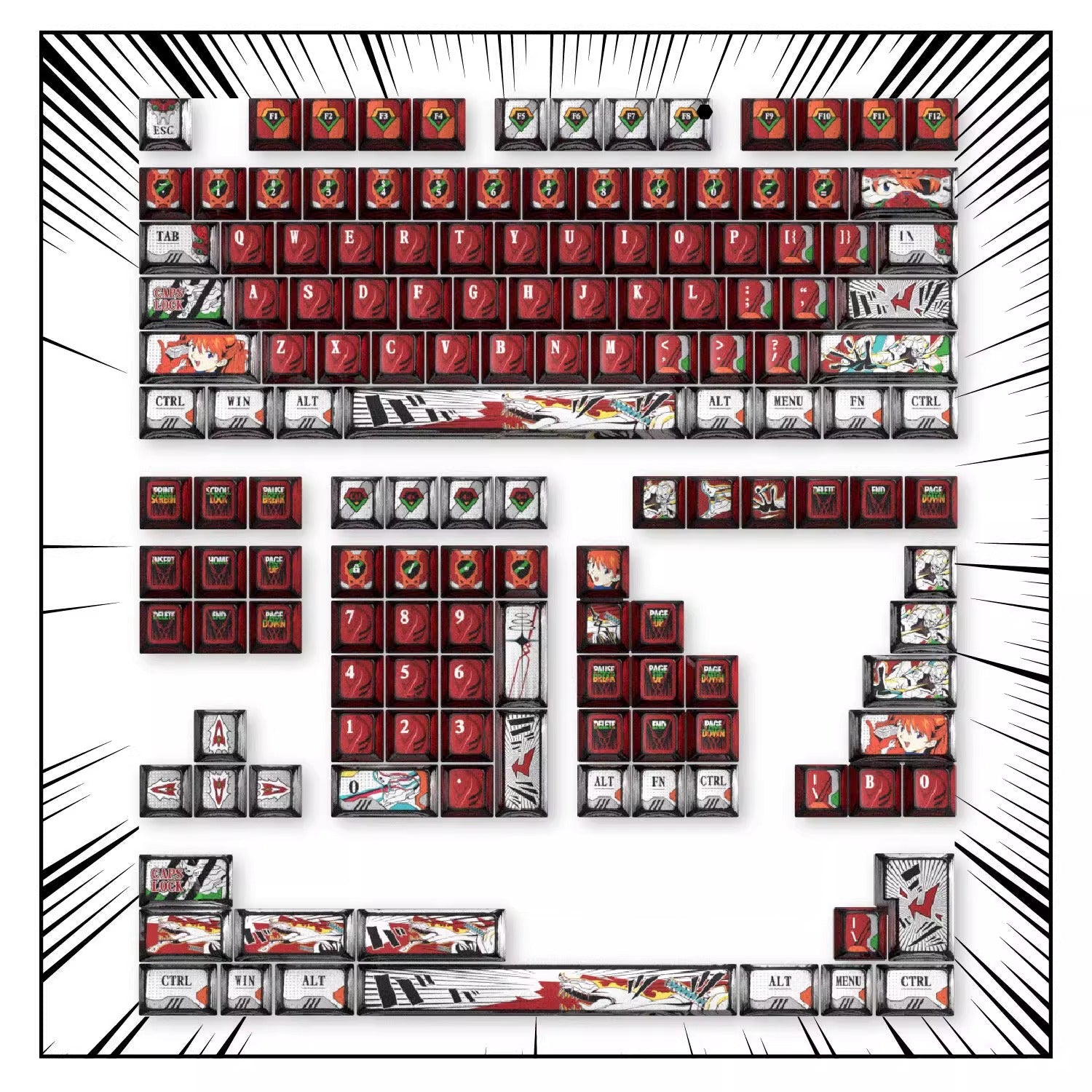 EVA series, EVANGELION-02 Production Model theme, PBT material, anime and game theme, cultural and creative custom decoration keycap set