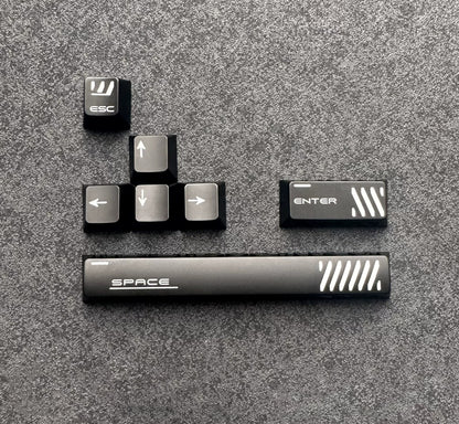 Aluminum alloy hollow design, anodized corrosion-resistant, WASD/directional keys, mechanical keyboard metal replacement set, keyboard decorative keycaps