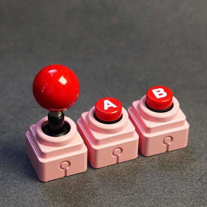 Arcade game shaped keycap set, lucky joystick+double happiness button, personalized metal keycaps, mechanical keyboard game cultural and creative peripheral, decorative keycaps