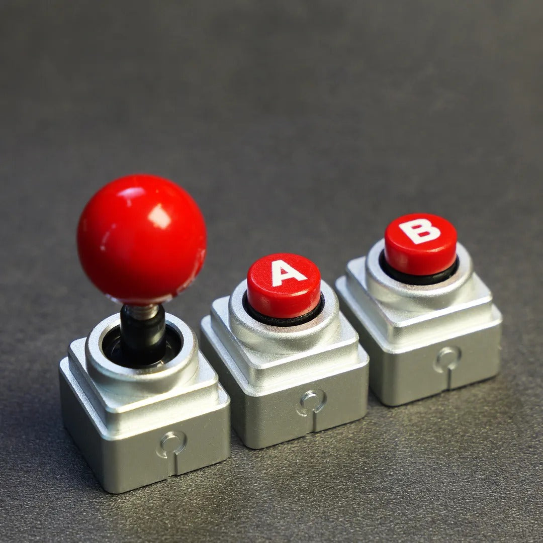 Arcade game shaped keycap set, lucky joystick+double happiness button, personalized metal keycaps, mechanical keyboard game cultural and creative peripheral, decorative keycaps
