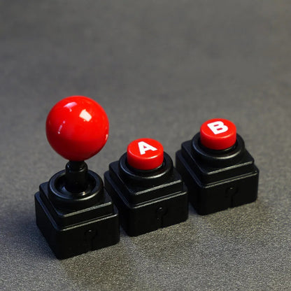 Arcade game shaped keycap set, lucky joystick+double happiness button, personalized metal keycaps, mechanical keyboard game cultural and creative peripheral, decorative keycaps