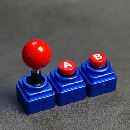 Arcade game shaped keycap set, lucky joystick+double happiness button, personalized metal keycaps, mechanical keyboard game cultural and creative peripheral, decorative keycaps