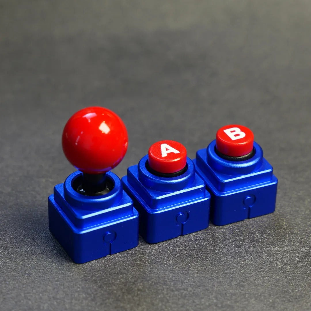 Arcade game shaped keycap set, lucky joystick+double happiness button, personalized metal keycaps, mechanical keyboard game cultural and creative peripheral, decorative keycaps