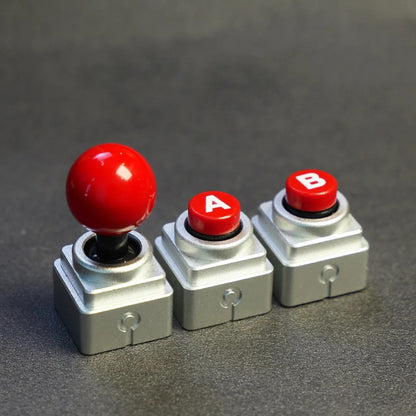 Arcade game shaped keycap set, lucky joystick+double happiness button, personalized metal keycaps, mechanical keyboard game cultural and creative peripheral, decorative keycaps
