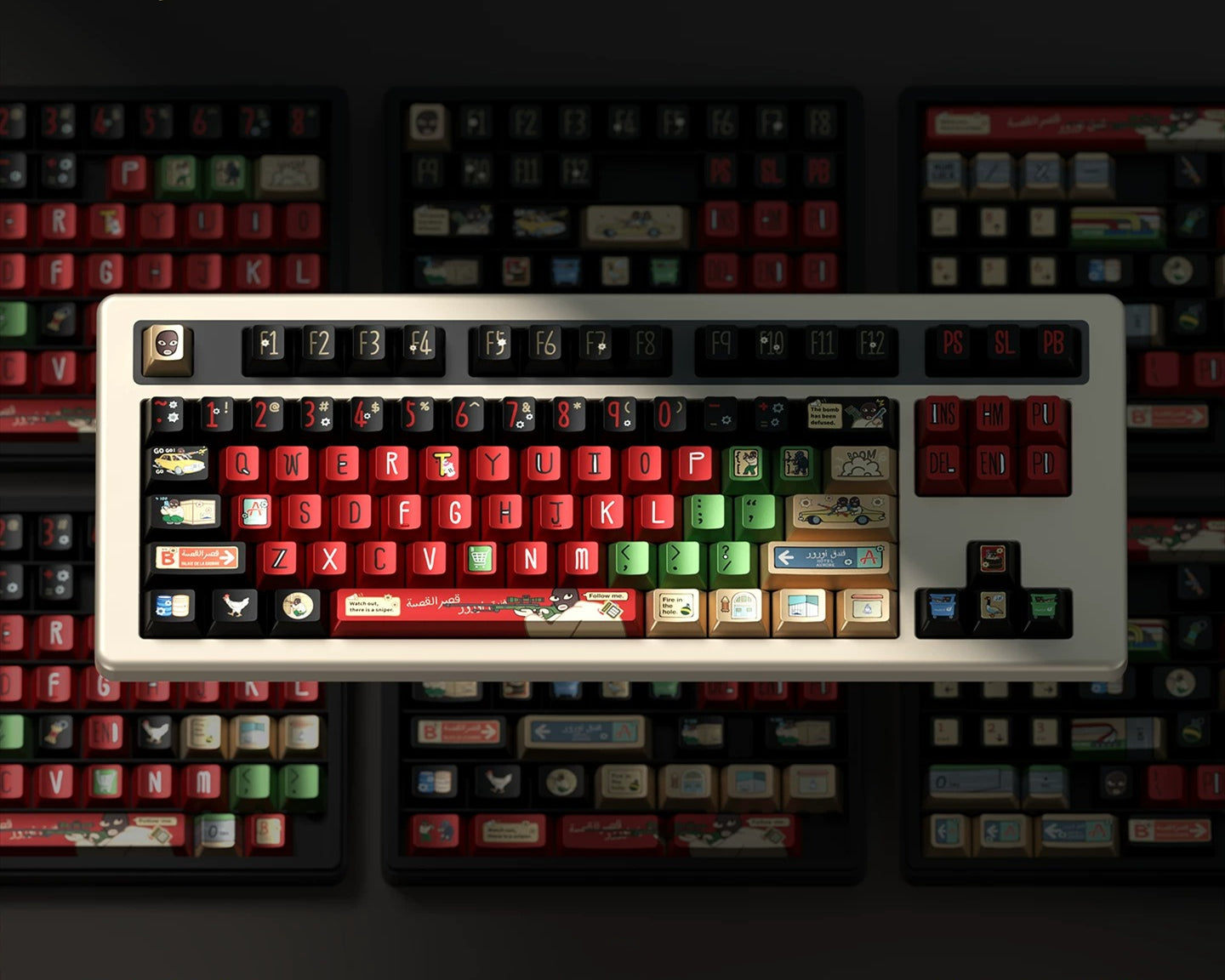 CS2 Stupid Bandit Theme Keycap Five sided Heat Sublimation Original Factory Height 144 Key Metallic Paint CS Theme Personalized Keycap, FPS Game Custom Set Keycap