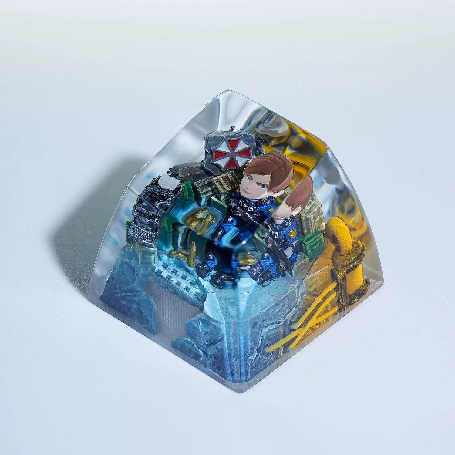 Resident Evil, Leon·Scott·Kennedy， Crystal resin personalized keycaps, anime and game cultural creative keycaps, mechanical keyboard artistic decorative keycaps