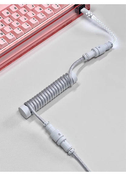 Three segment illuminated aviation plug cable customized keyboard cable 8k customized keyboard data cable