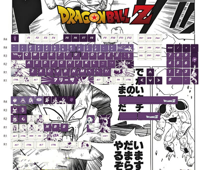 Dragon Ball series, Son Goku/Vegeta IV/Frieza, PBT material personalized keycap set, anime and game cultural and creative decorative keycap set, compatible with 61/64/68/75/84/87/104 mechanical keyboards