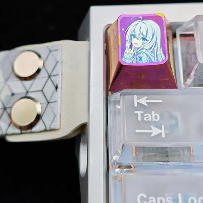 Wandering Witch: The Journey of Elaina，Elaina 1 U titanium alloy personalized keycaps, anime and game cultural creative keycaps, mechanical keyboard decorative keycaps