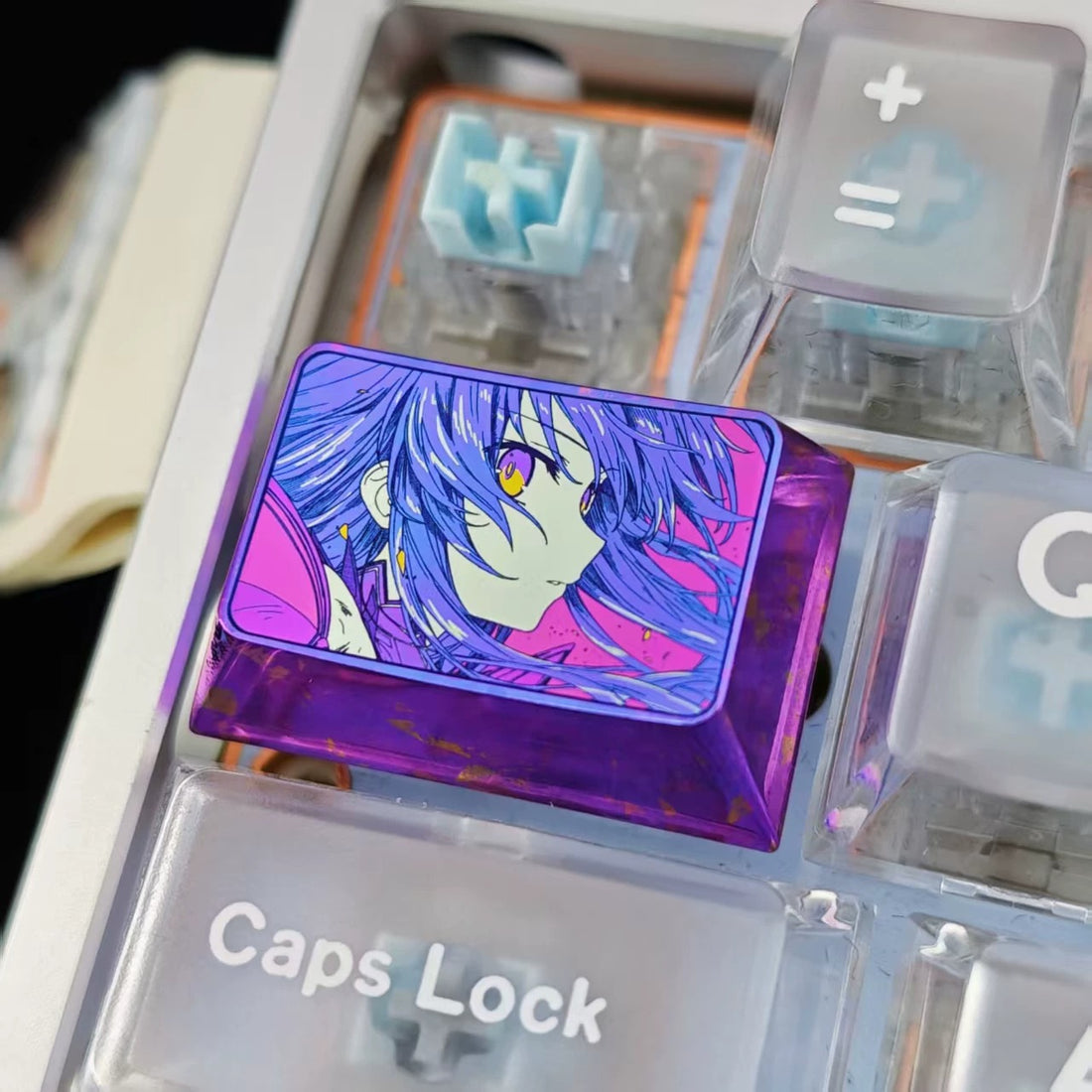 DATE A LIVE，Yatogami Tohka 1.5 U titanium alloy personalized keycaps, mechanical keyboard metal decorative keycaps, anime and game culture peripheral keycaps